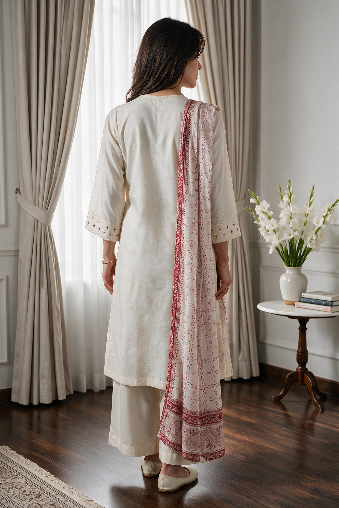 Embroidered Kurta Dupatta Trouser - 3718