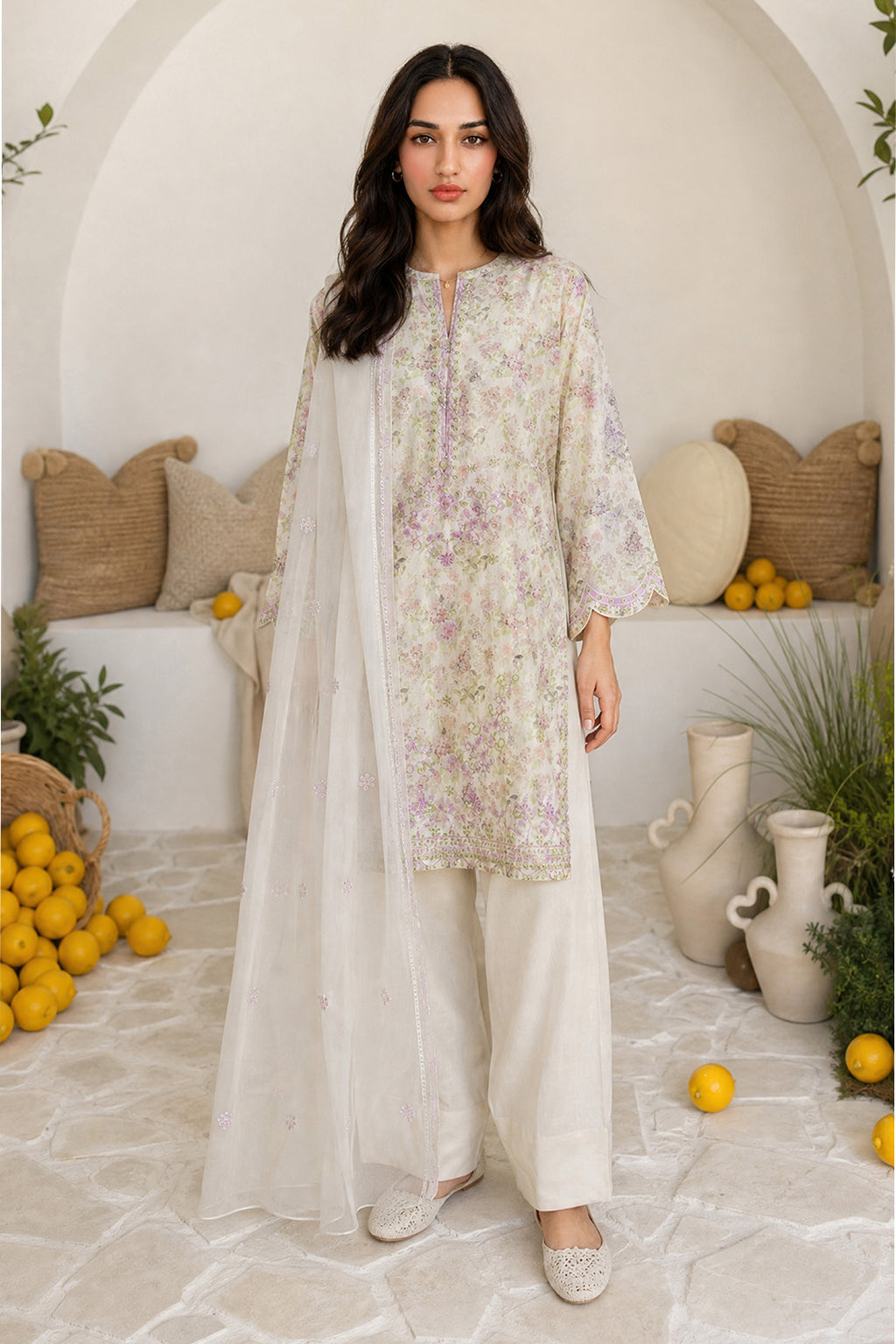 Embroidered Kurta Dupatta Trouser - 3719
