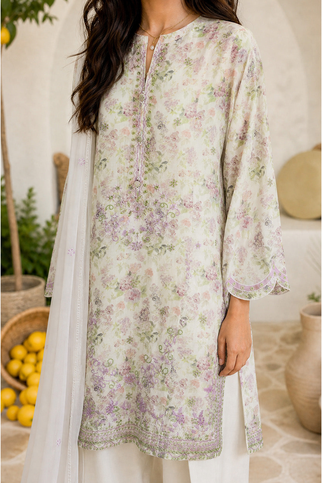 Embroidered Kurta Dupatta Trouser - 3719