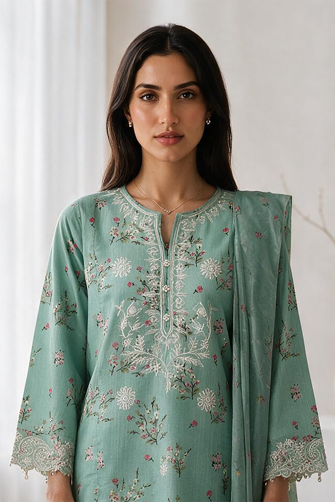 Embroidered Kurta Dupatta Trouser - 3720