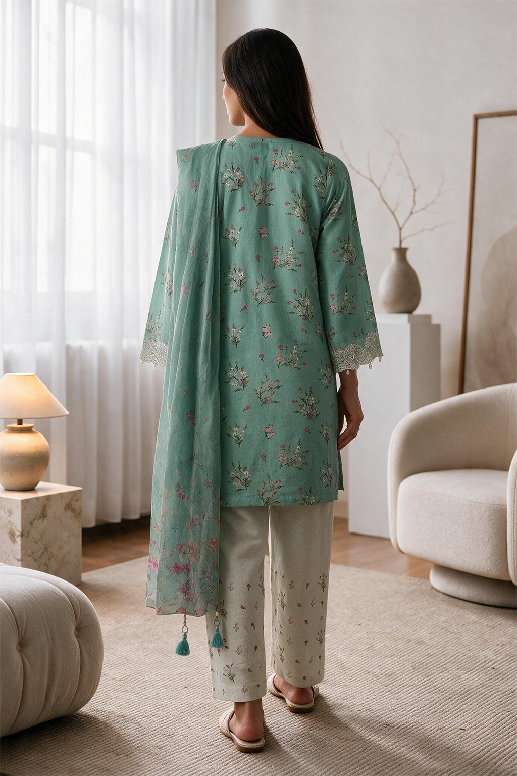 Embroidered Kurta Dupatta Trouser - 3720
