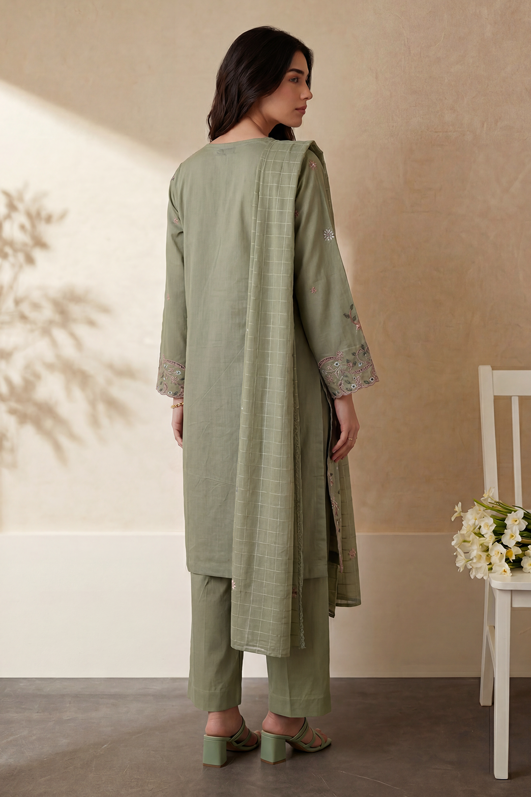 Embroidered Kurta Dupatta Trouser - 3723