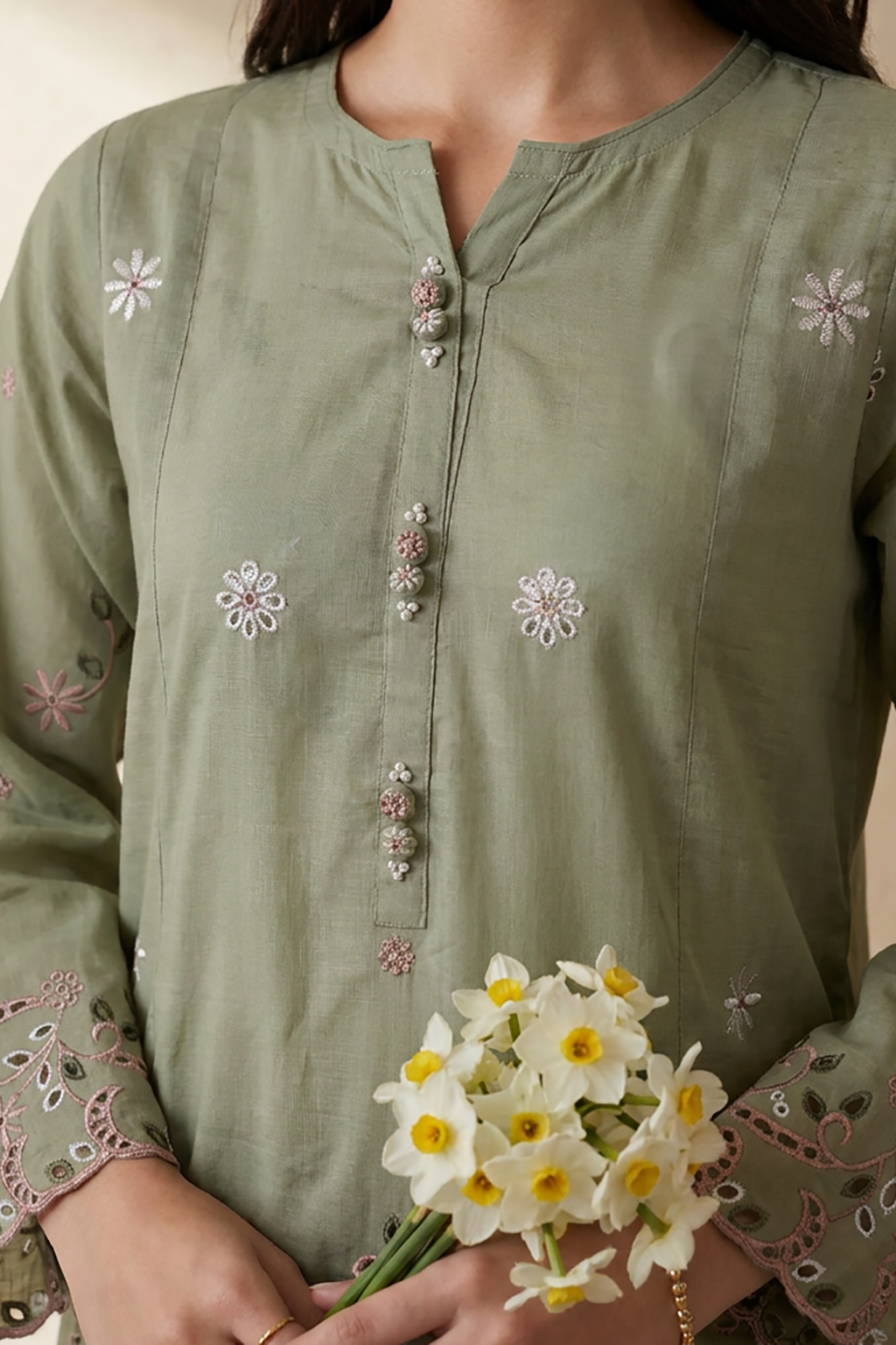 Embroidered Kurta Dupatta Trouser - 3723