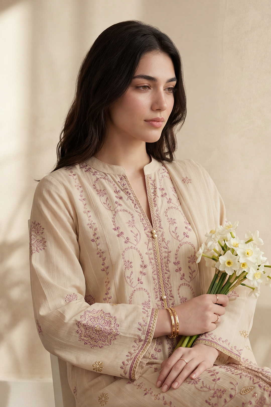 Embroidered Kurta Dupatta Trouser - 3725