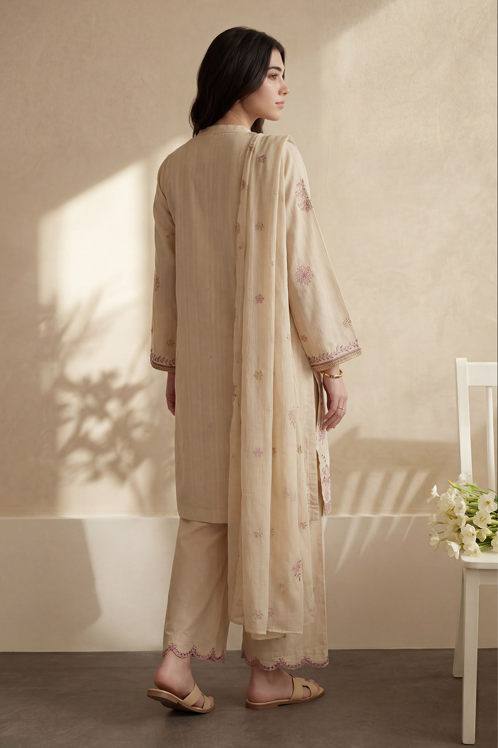 Embroidered Kurta Dupatta Trouser - 3725