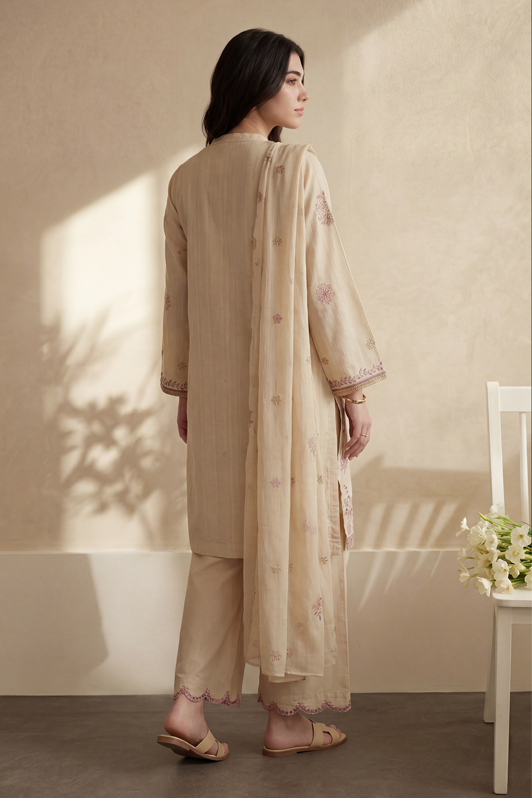 Embroidered Kurta Dupatta Trouser - 3725