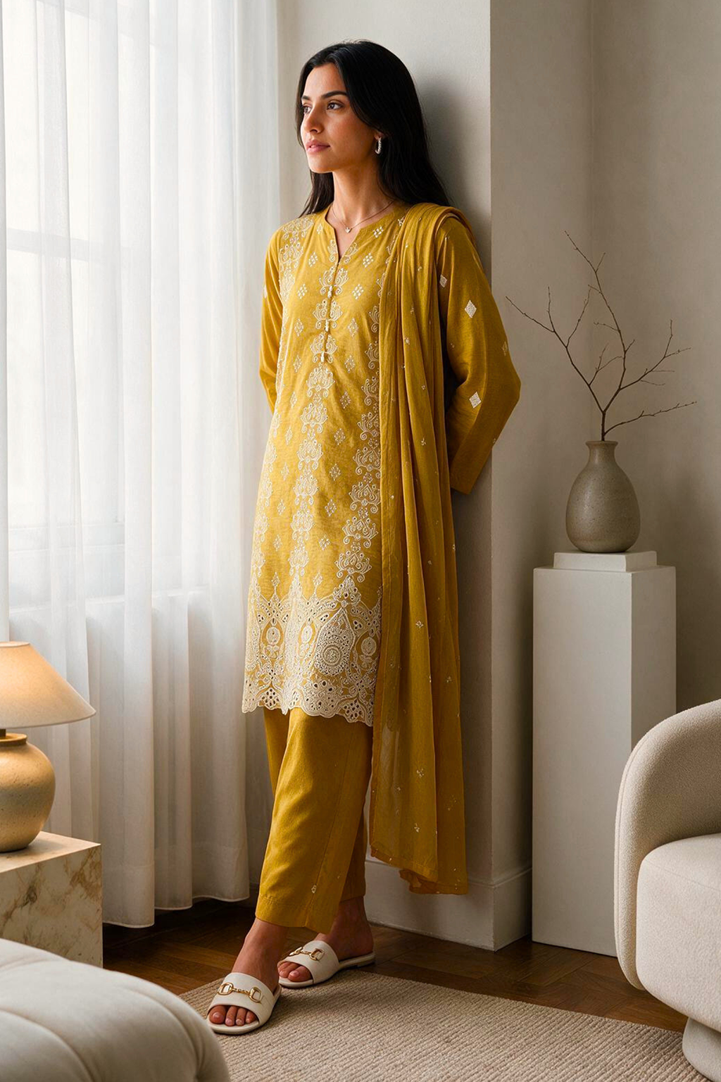 Embroidered Kurta Dupatta Trouser - 3726