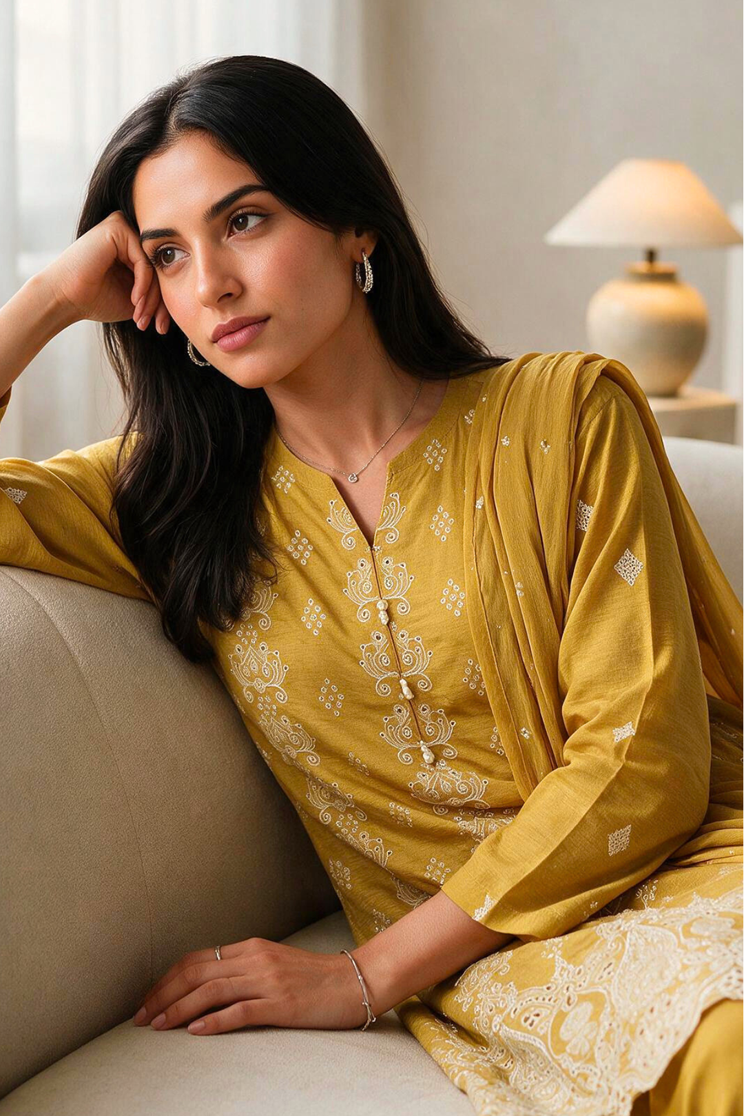 Embroidered Kurta Dupatta Trouser - 3726