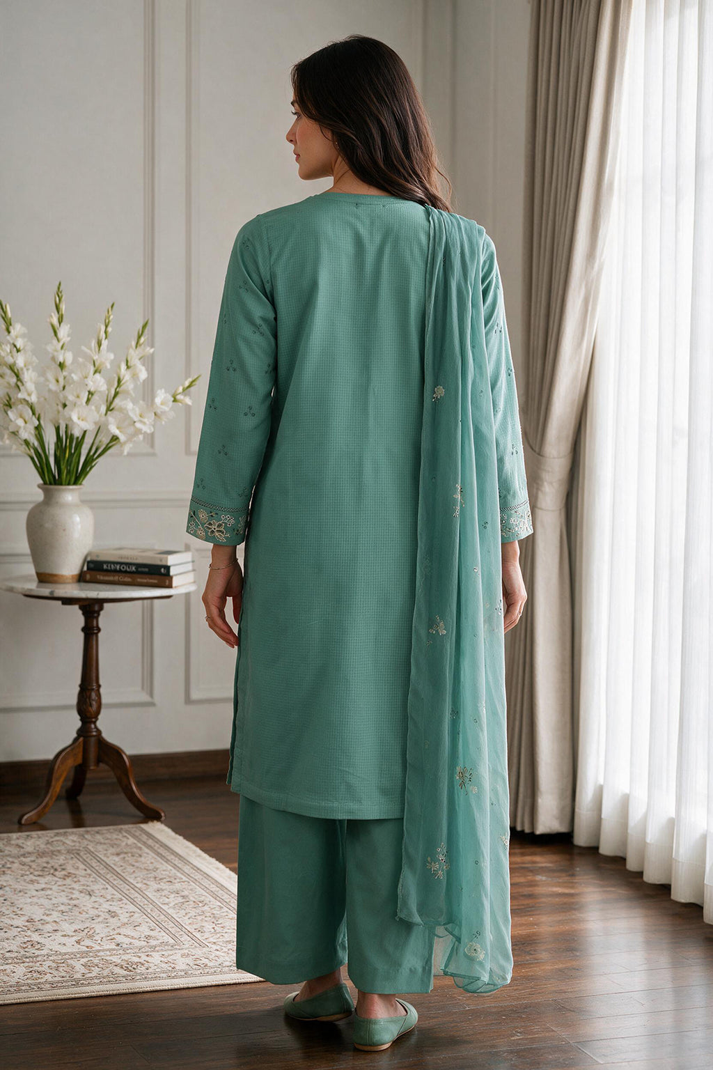 Embroidered Kurta Dupatta Trouser - 3729