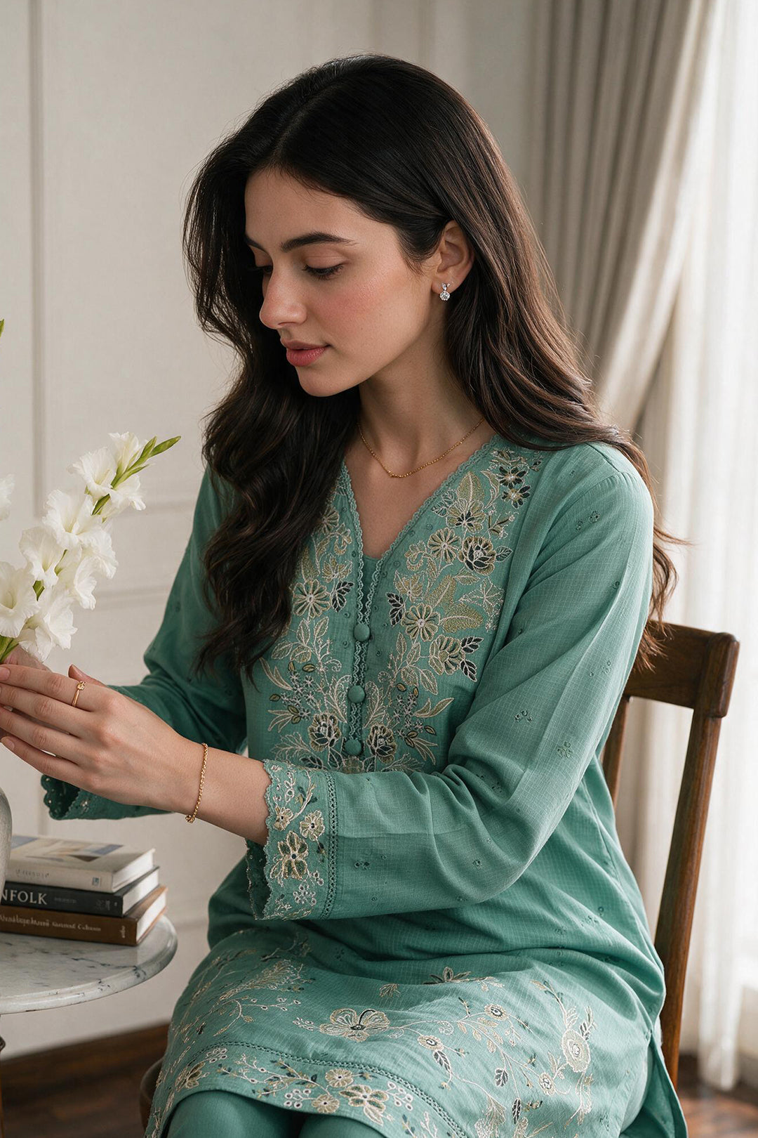 Embroidered Kurta Dupatta Trouser - 3729