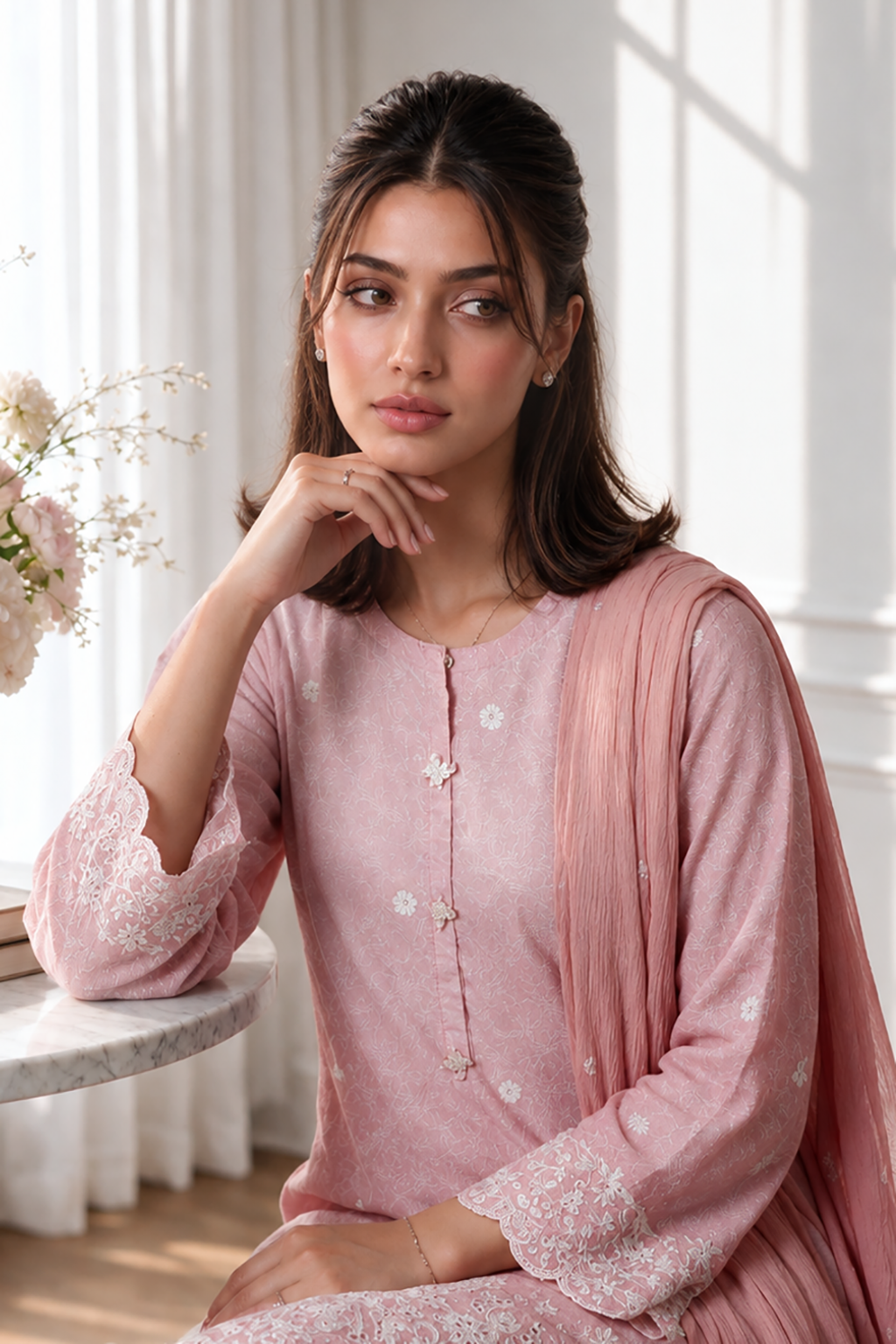 Embroidered Kurta Dupatta Trouser - 3735