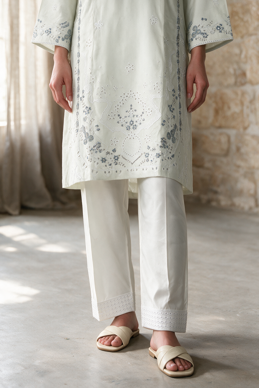 Embroidered Kurta Dupatta Trouser - 3740
