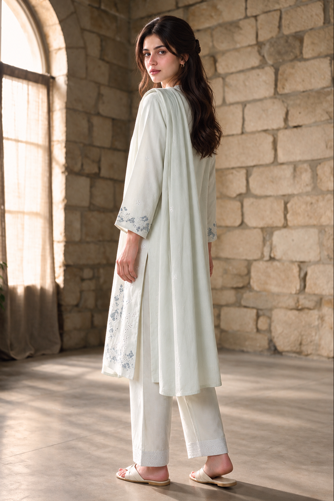 Embroidered Kurta Dupatta Trouser - 3740