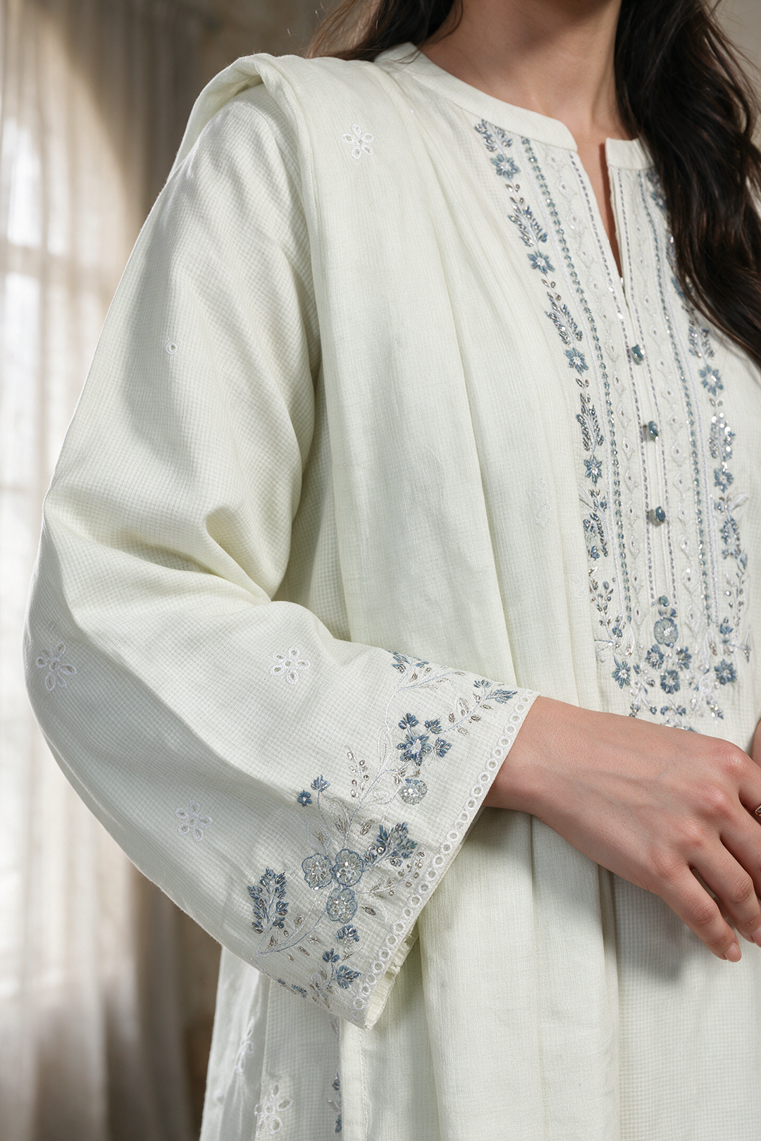 Embroidered Kurta Dupatta Trouser - 3740