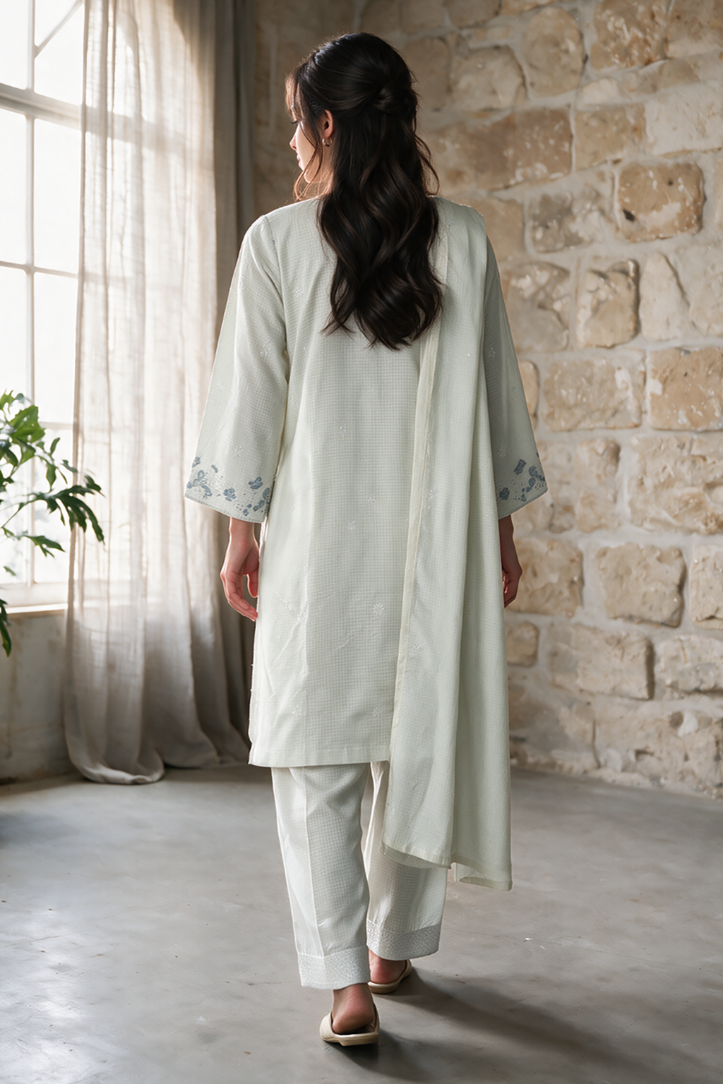 Embroidered Kurta Dupatta Trouser - 3740