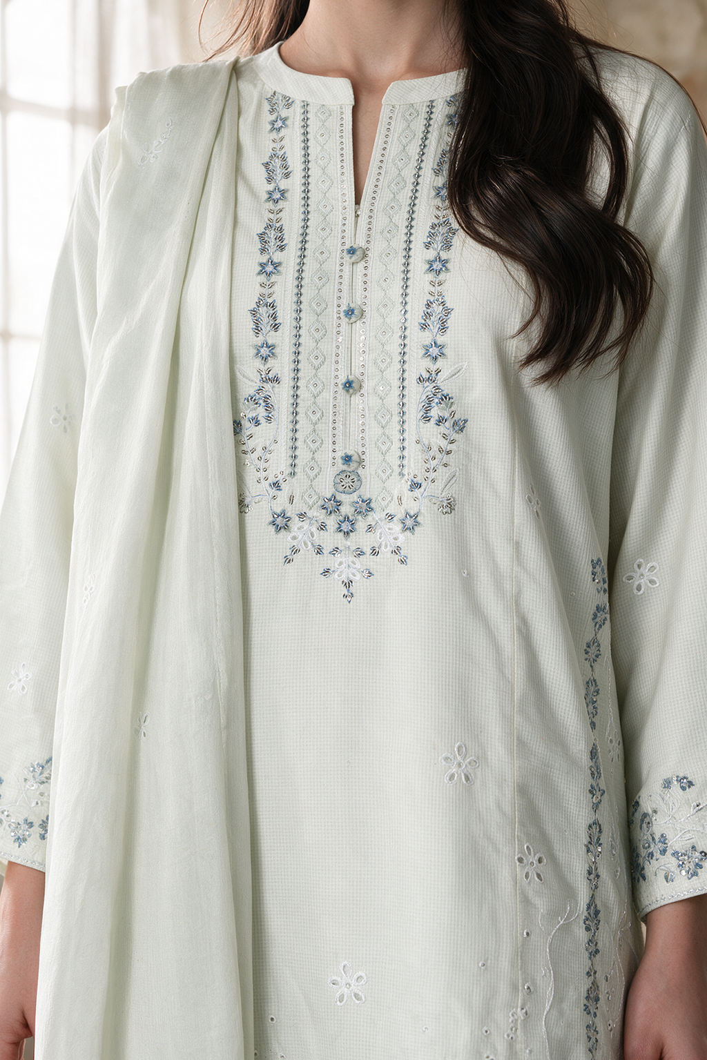 Embroidered Kurta Dupatta Trouser - 3740
