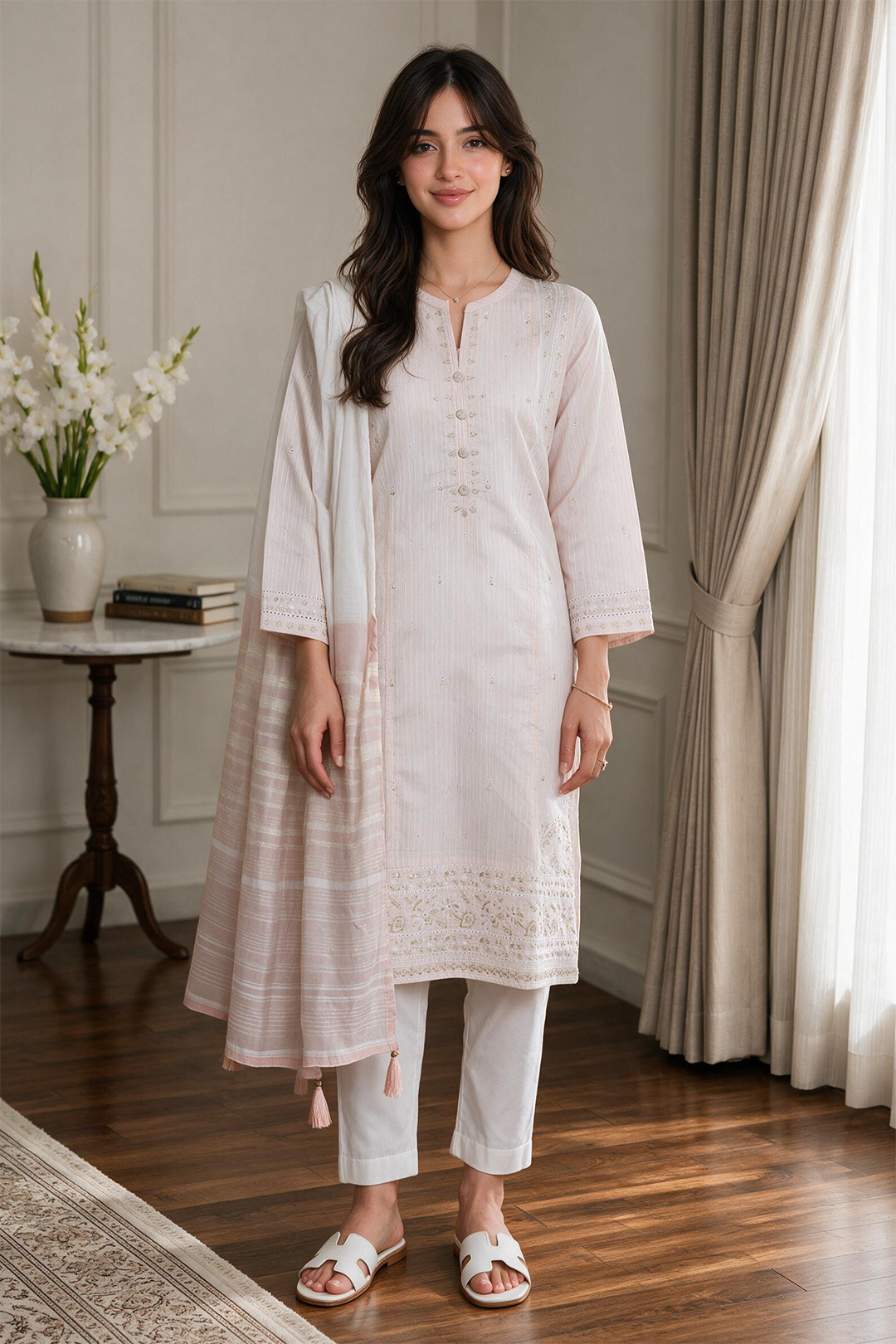 Embroidered Kurta Dupatta Trouser - 3741
