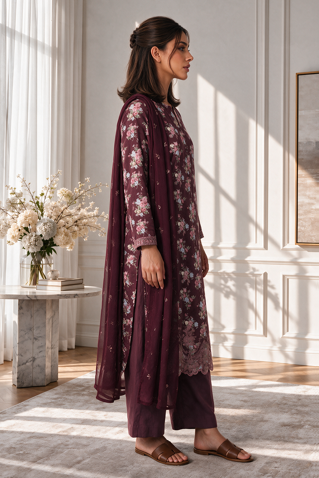 Embroidered Kurta Dupatta Trouser - 3747