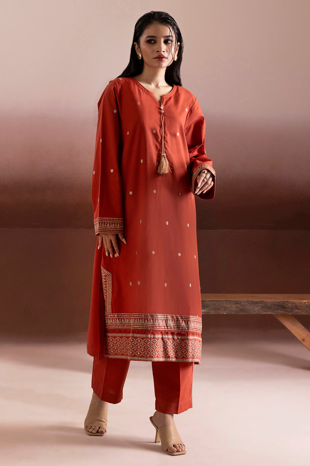 Embroidered Kurta Trouser - 3377