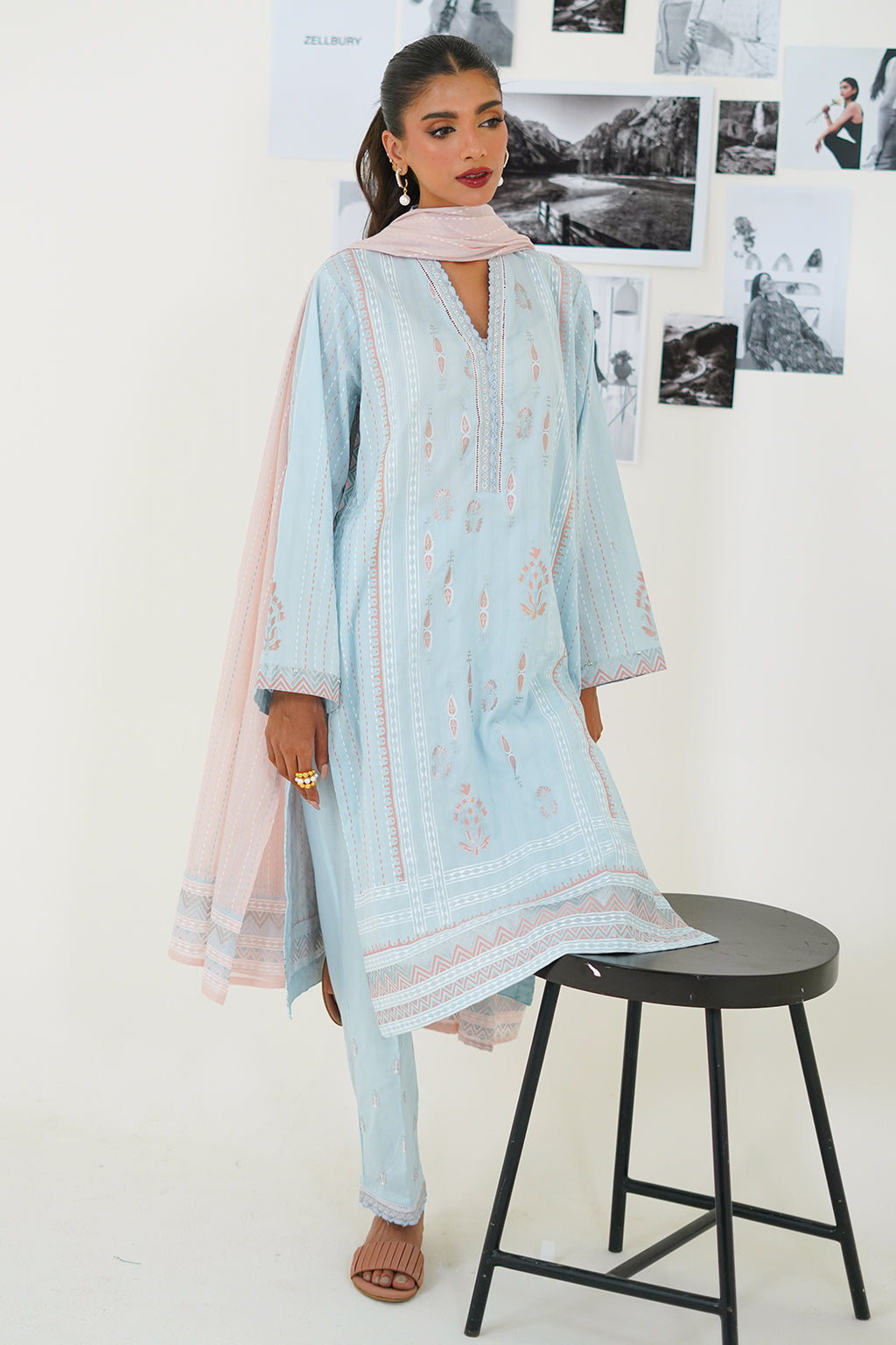 Embroidered Kurta Dupatta Trouser - 0756
