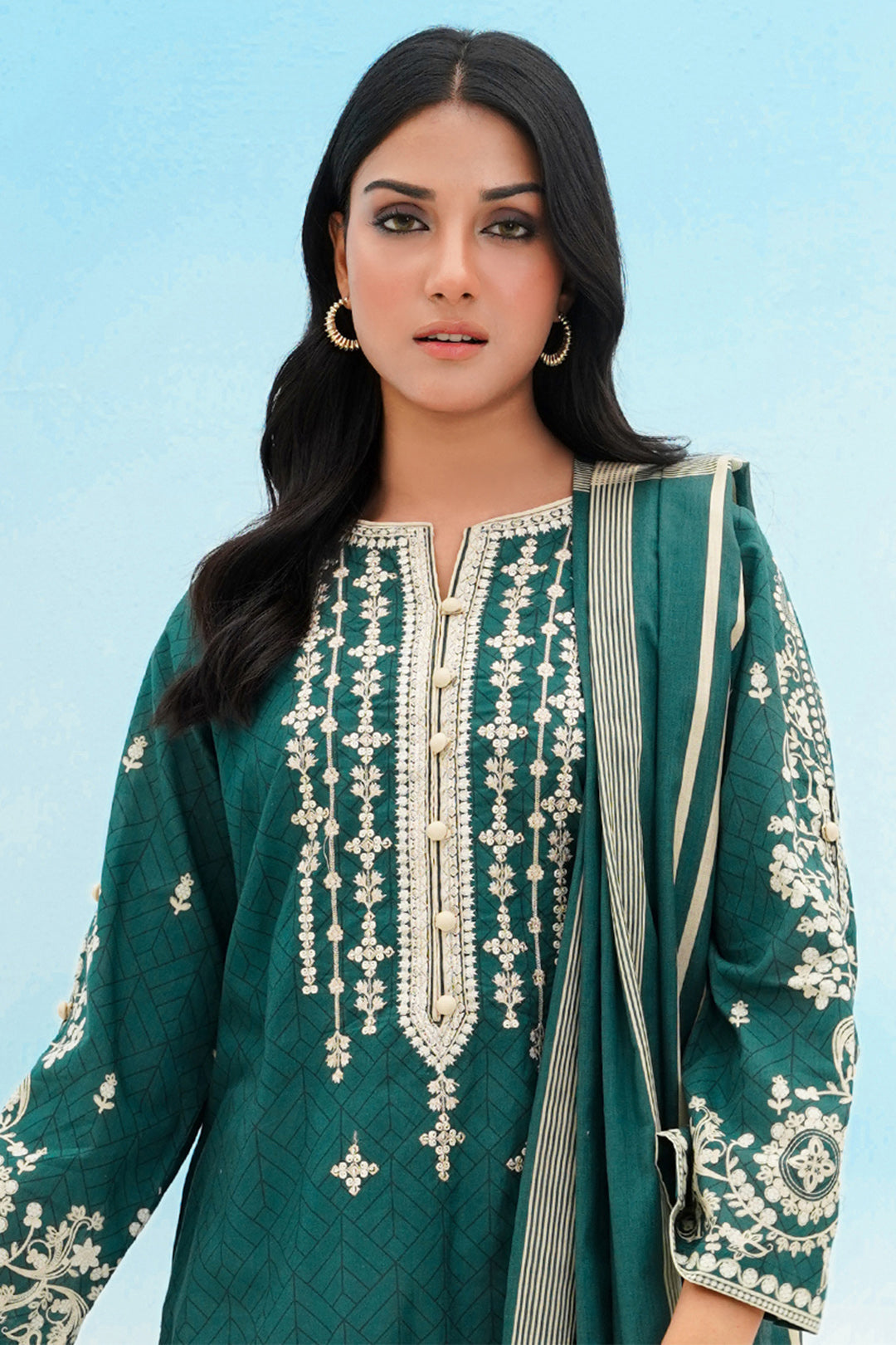 Embroidered Kurta Dupatta - 1366