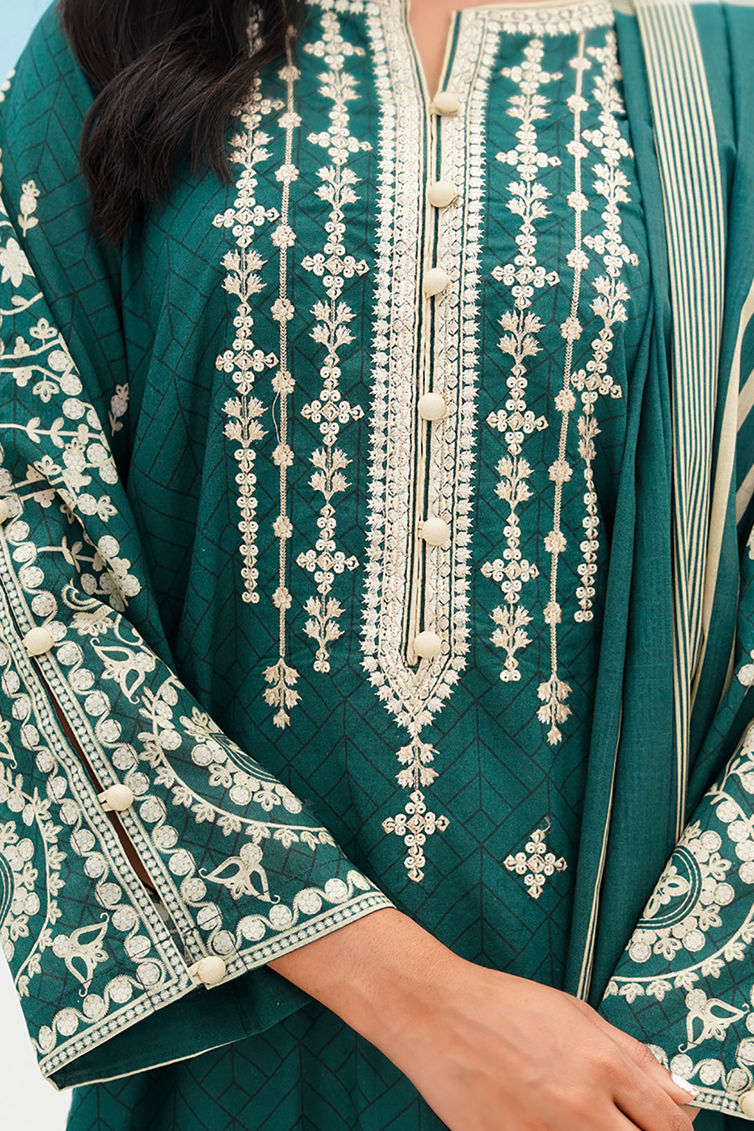 Embroidered Kurta Dupatta - 1366