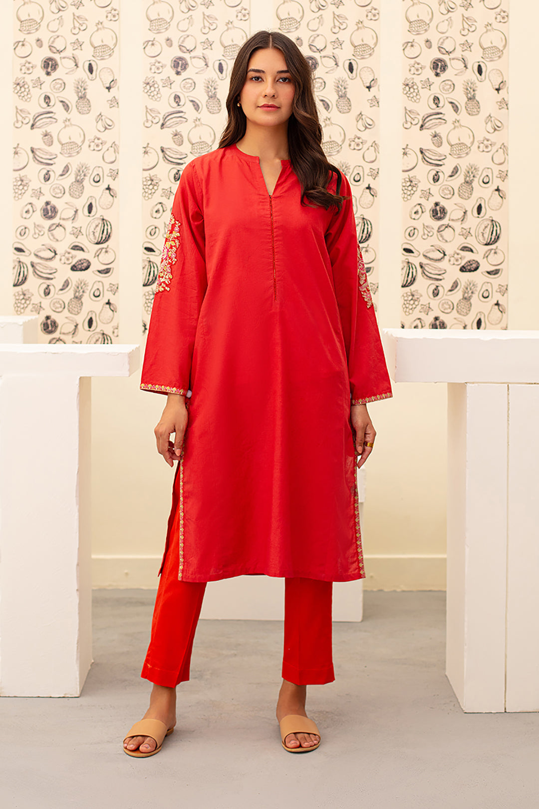 Embroidered Kurta Trouser - 1399