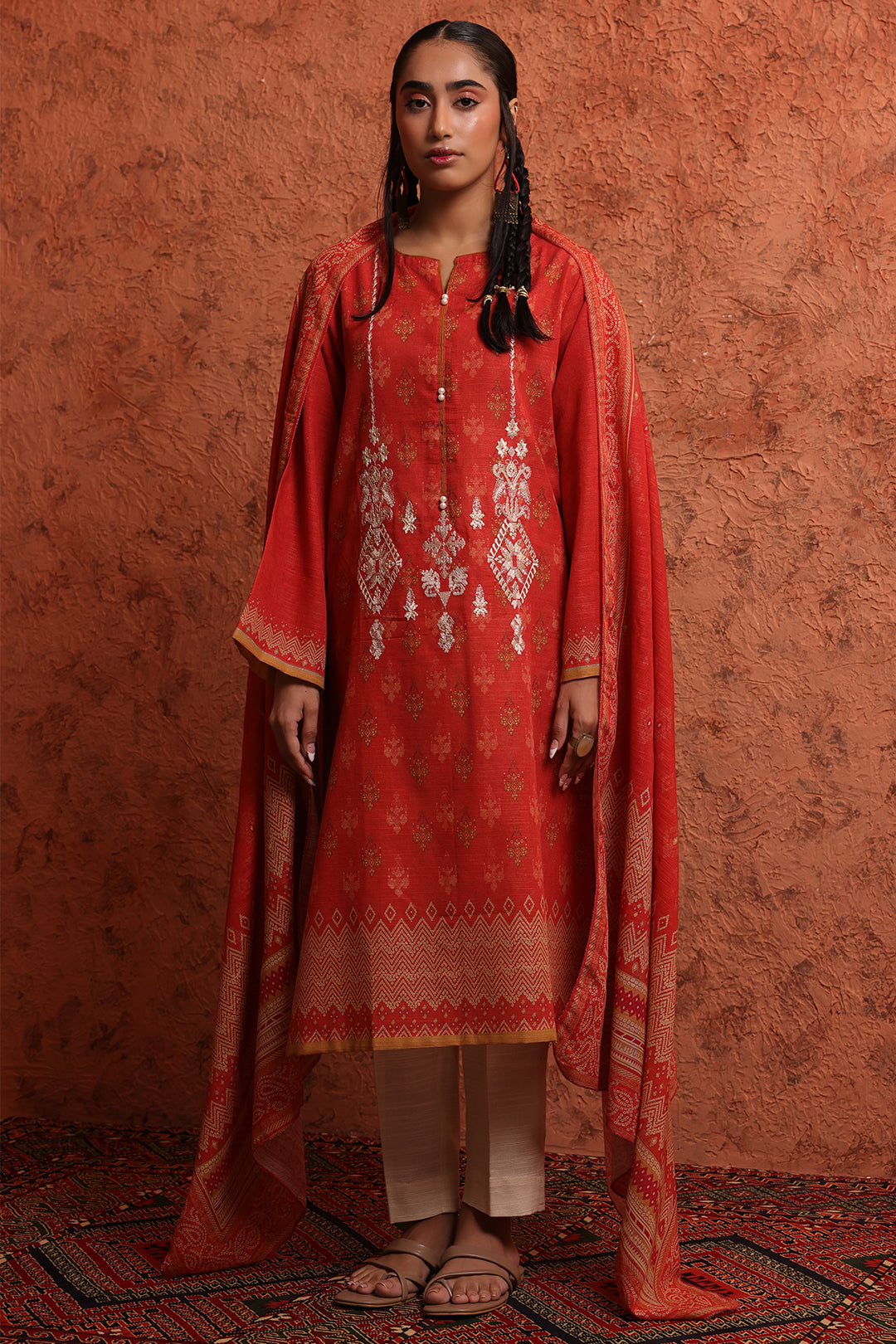 Embroidered Kurta Shawl - 1453