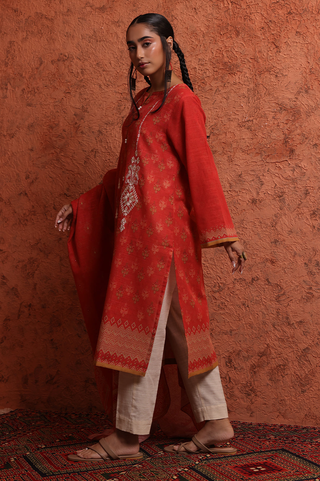 Embroidered Kurta Shawl - 1453