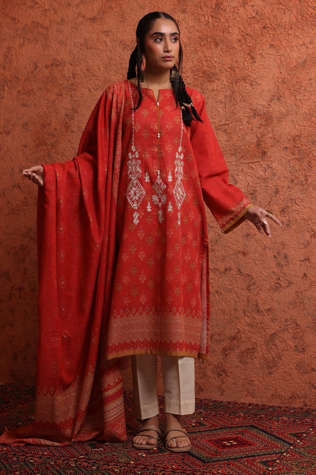 Embroidered Kurta Shawl - 1453