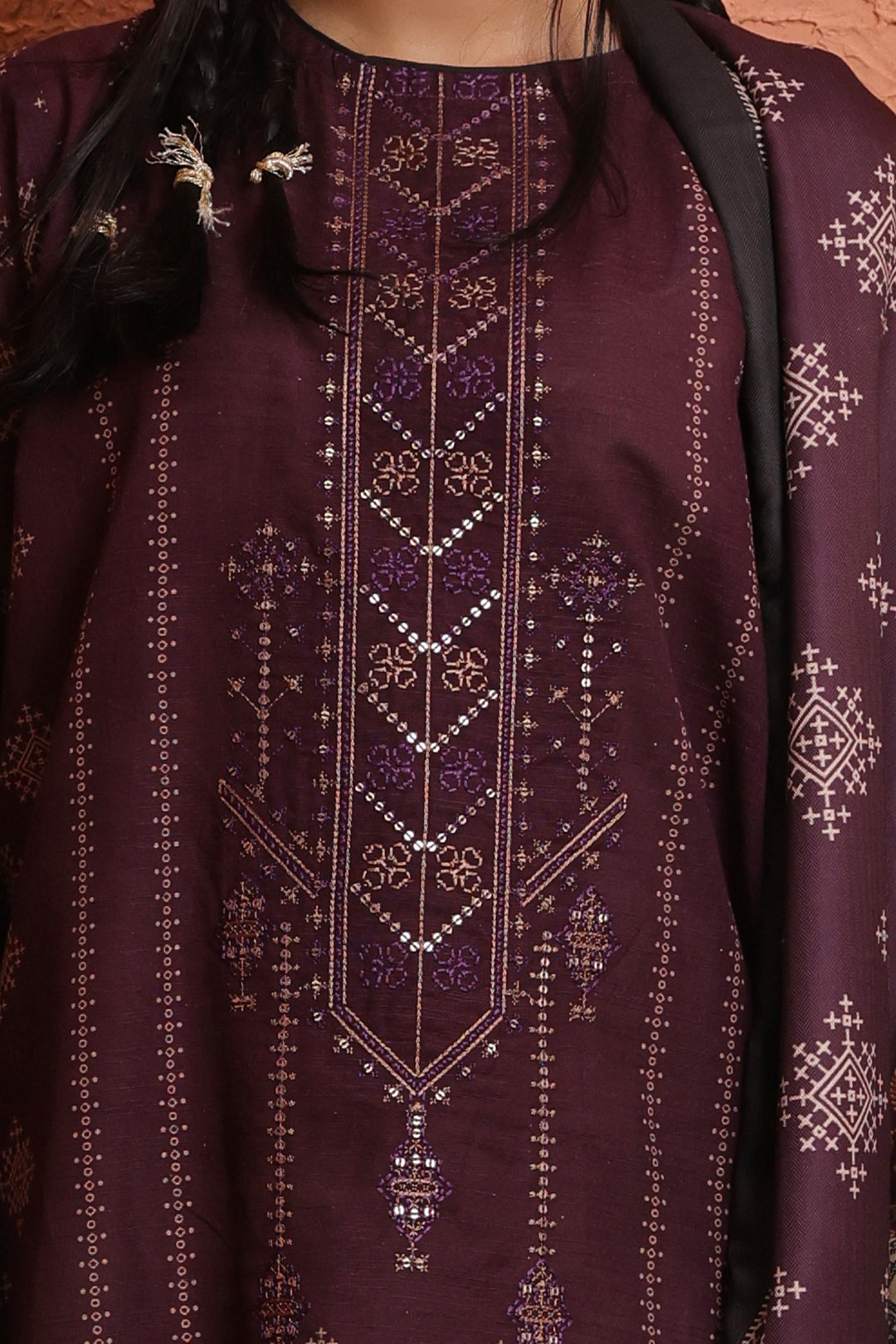 Embroidered Kurta Shawl - 1454