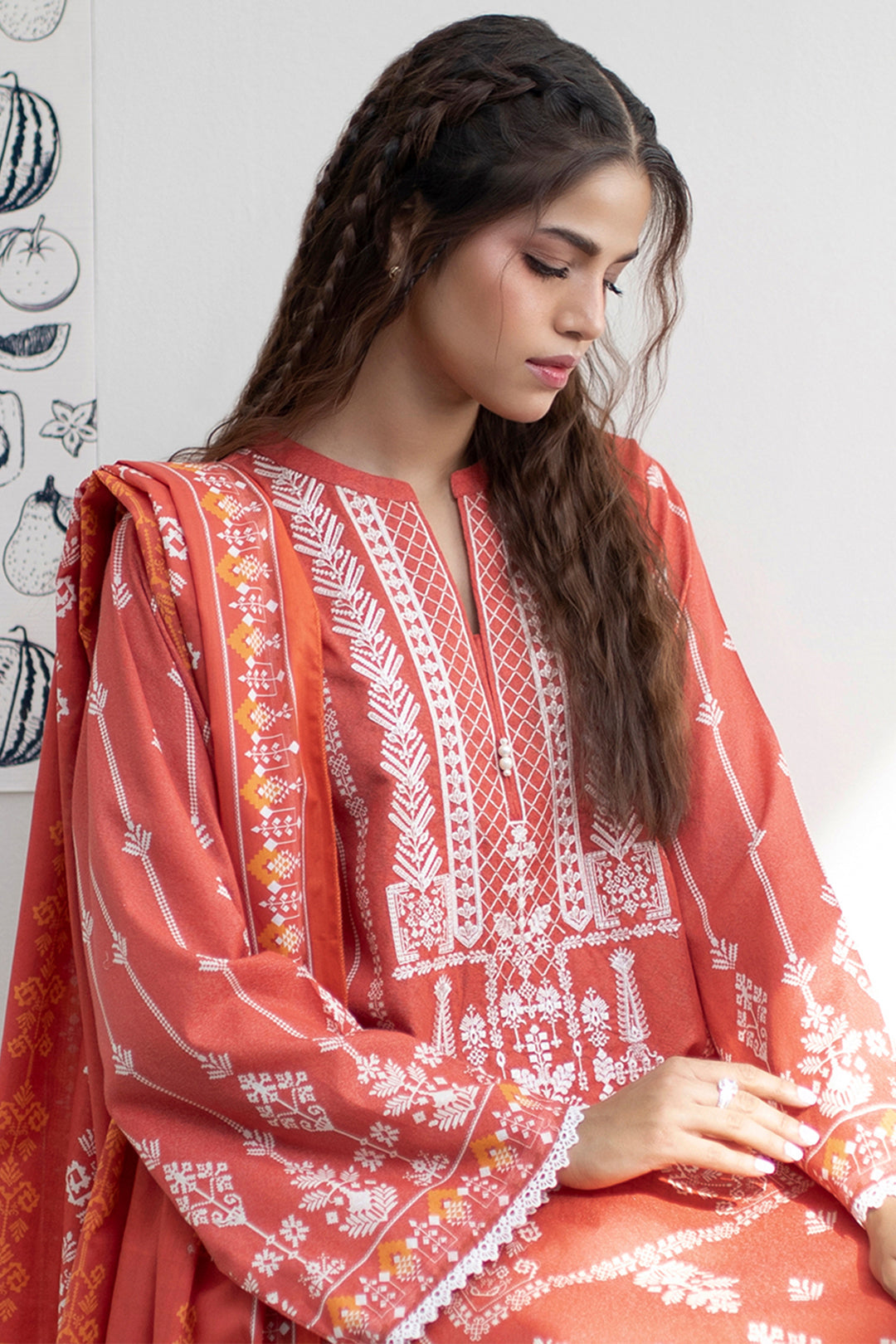 Embroidered Kurta Dupatta - 1526