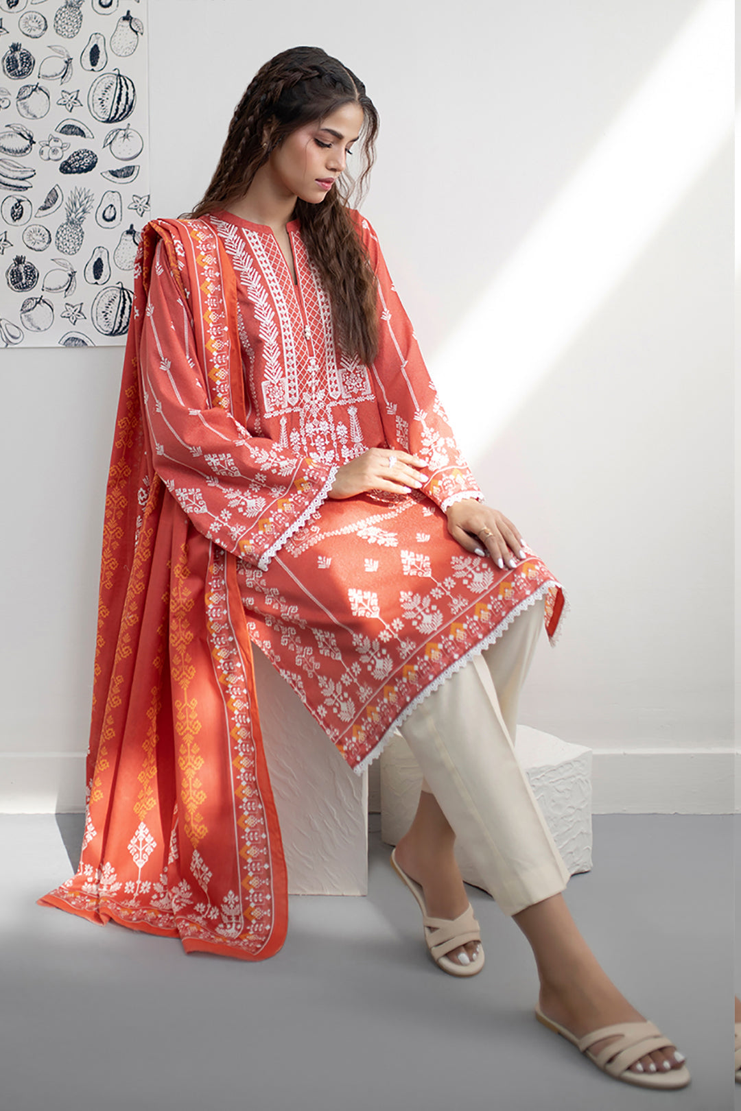 Embroidered Kurta Dupatta - 1526