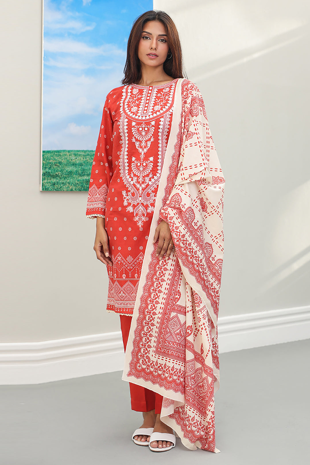 Embroidered Kurta Dupatta Trouser - 1372