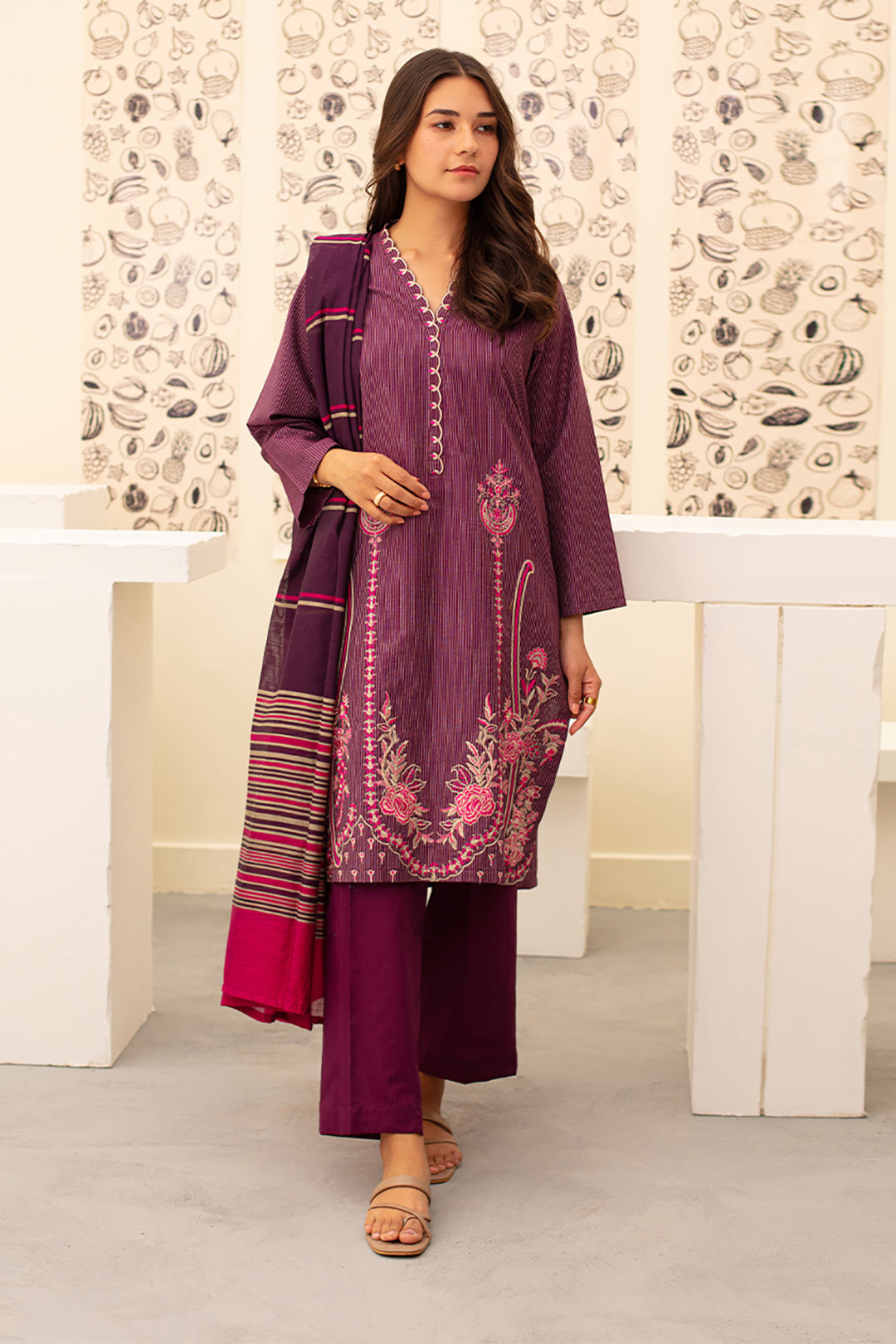 Embroidered Kurta Dupatta Trouser - 1413