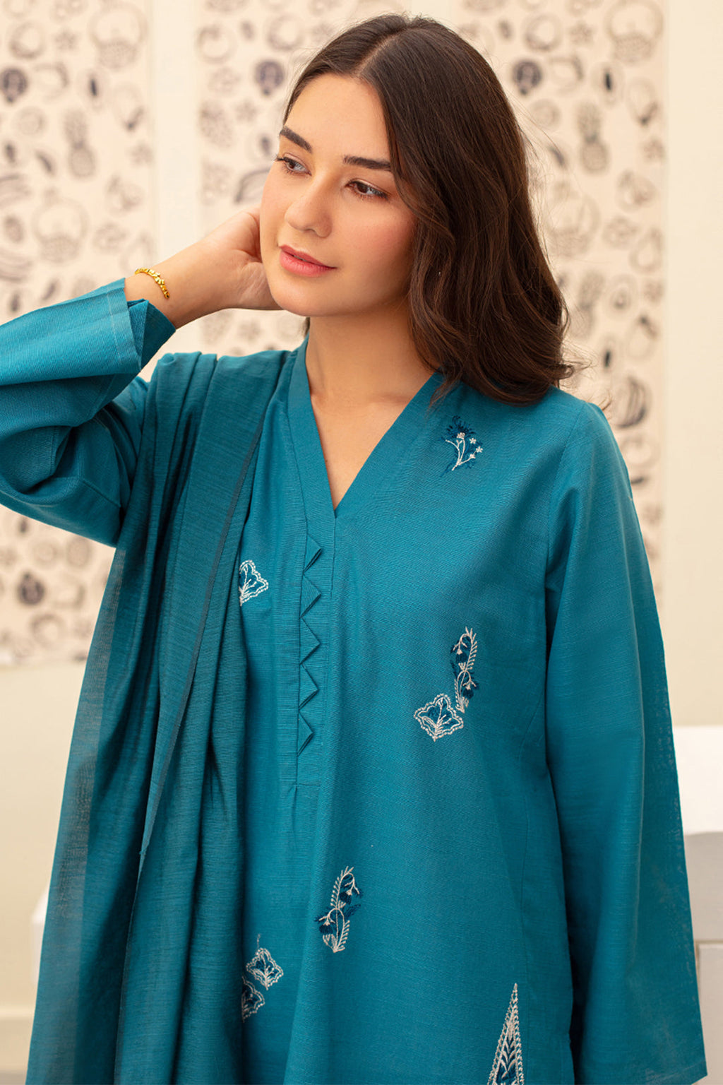Embroidered Kurta Dupatta Trouser - 1414