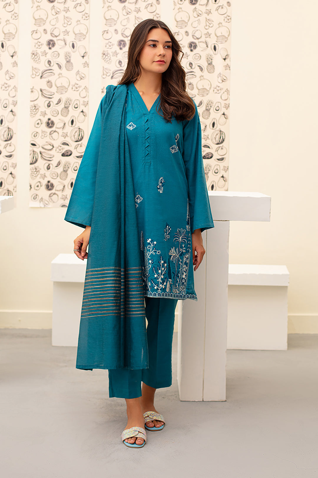 Embroidered Kurta Dupatta Trouser - 1414