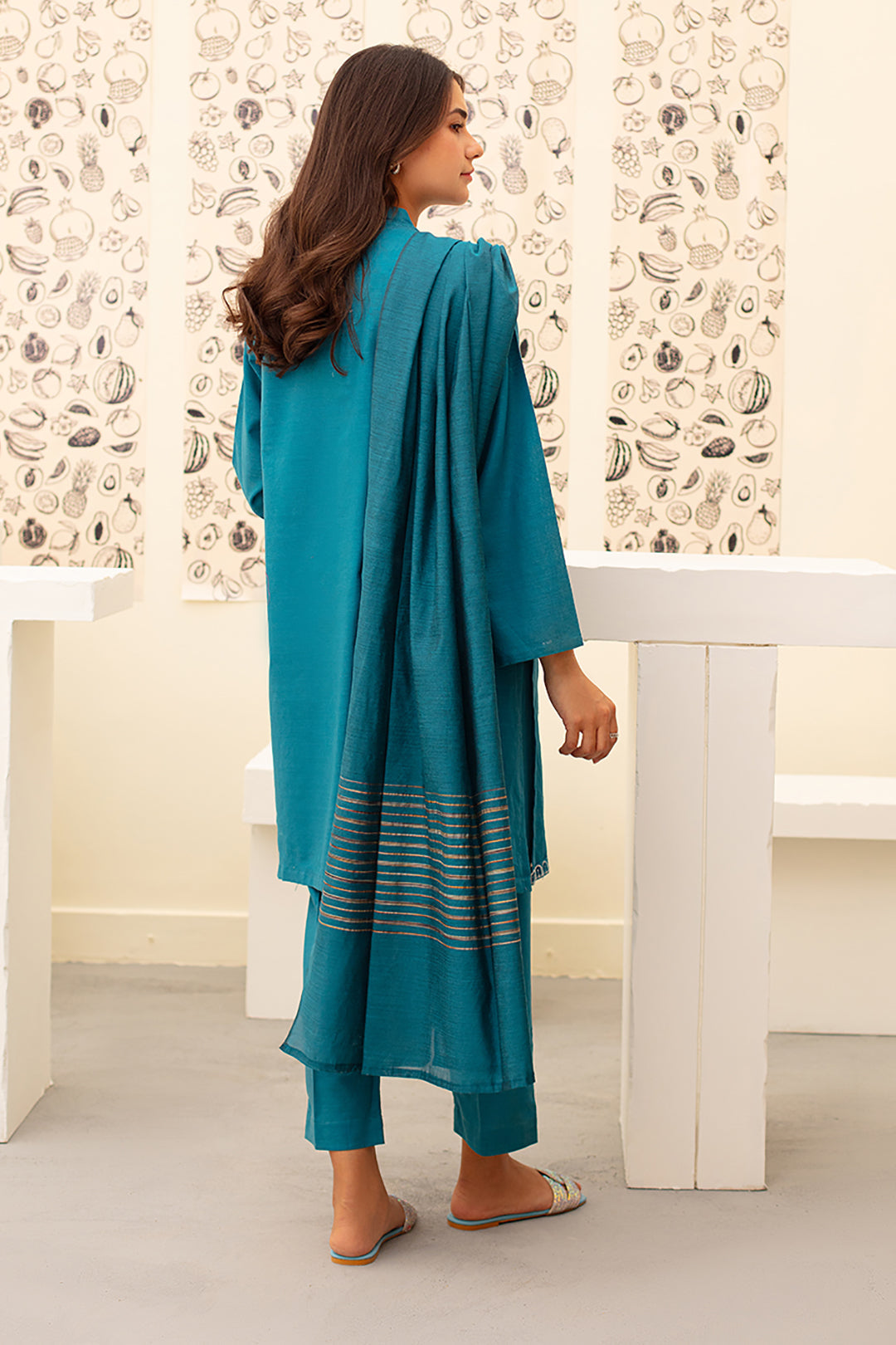 Embroidered Kurta Dupatta Trouser - 1414