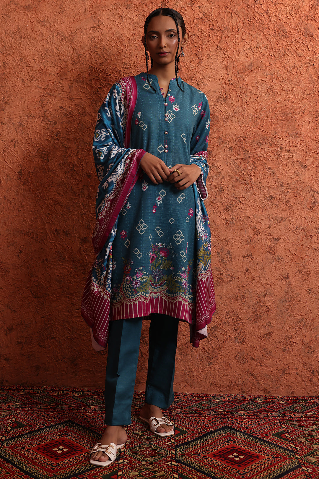 Kurta Shawl Trouser - 1456