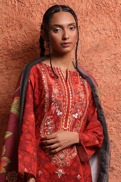 Embroidered Kurta Shawl Trouser - 1463