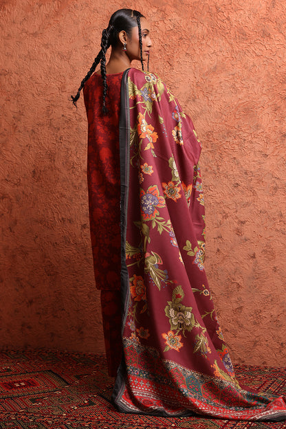 Embroidered Kurta Shawl Trouser - 1463