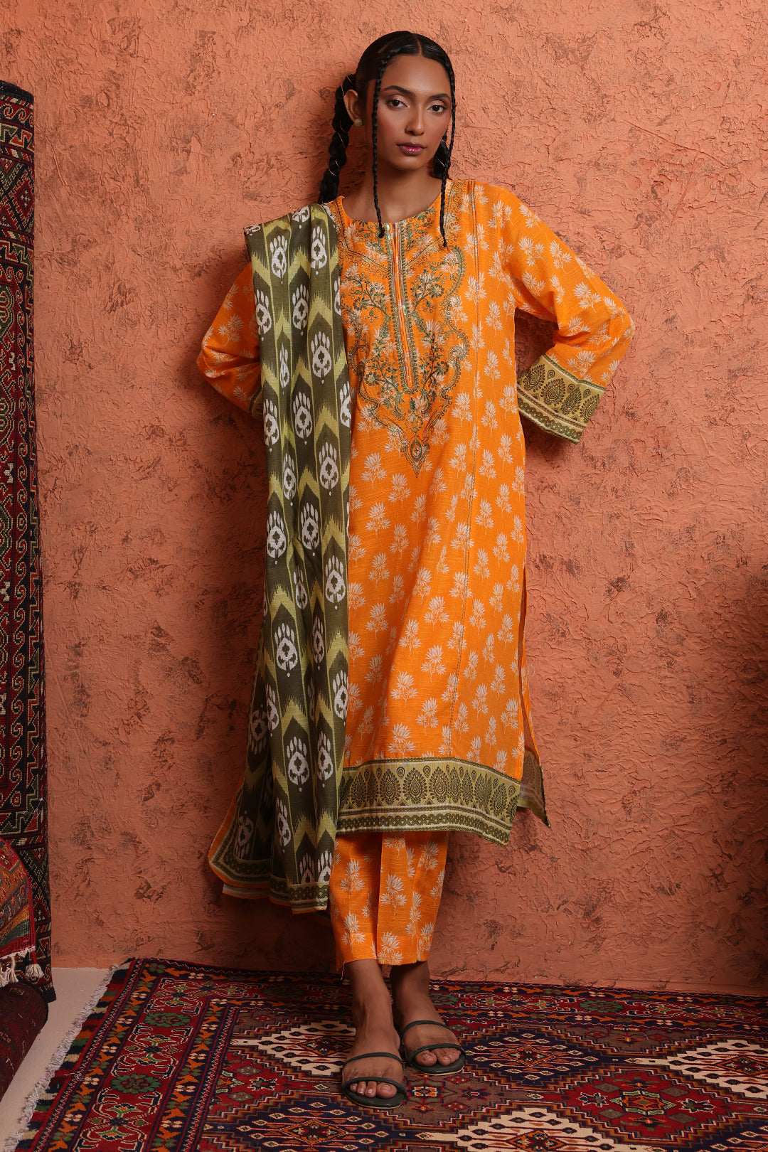 Embroidered Kurta Dupatta Trouser - 1464