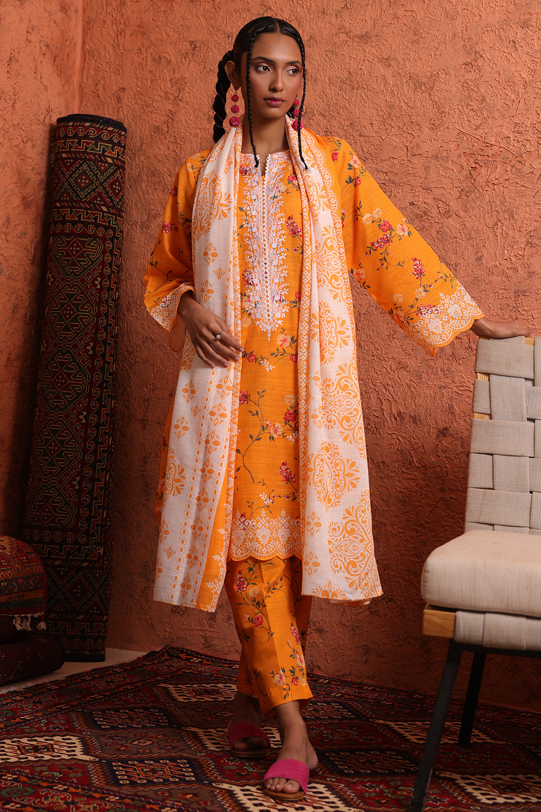 Embroidered Kurta Dupatta Trouser - 1544