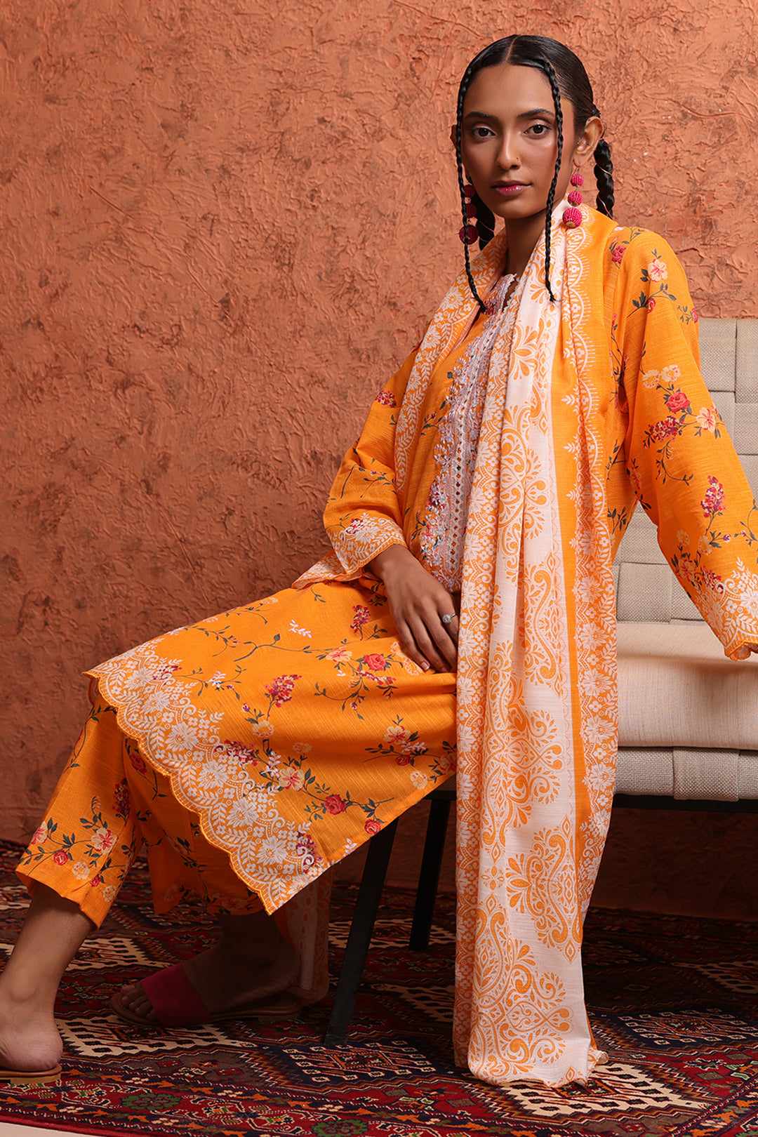 Embroidered Kurta Dupatta Trouser - 1544