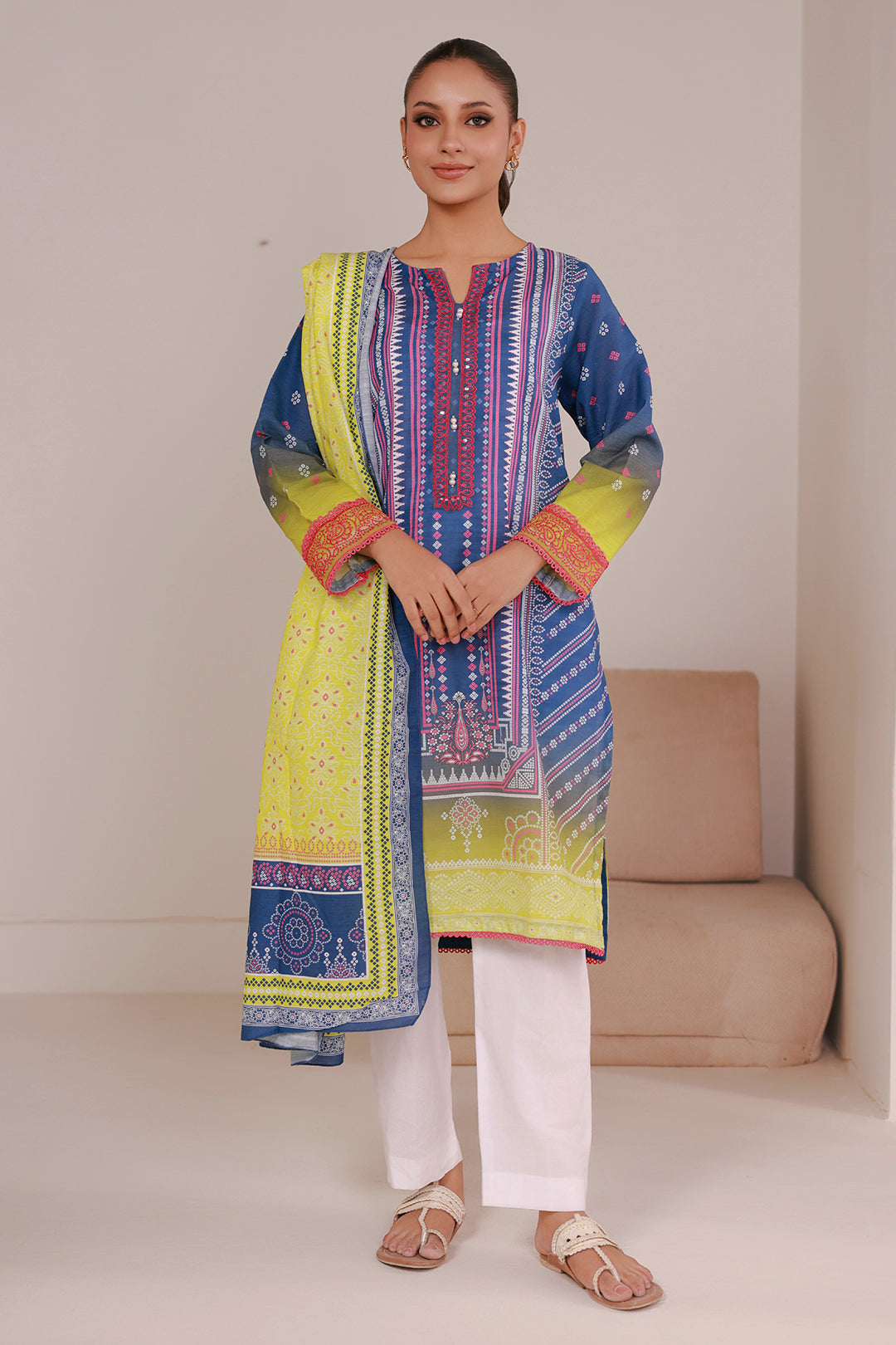 Embroidered Kurta Dupatta - 2936
