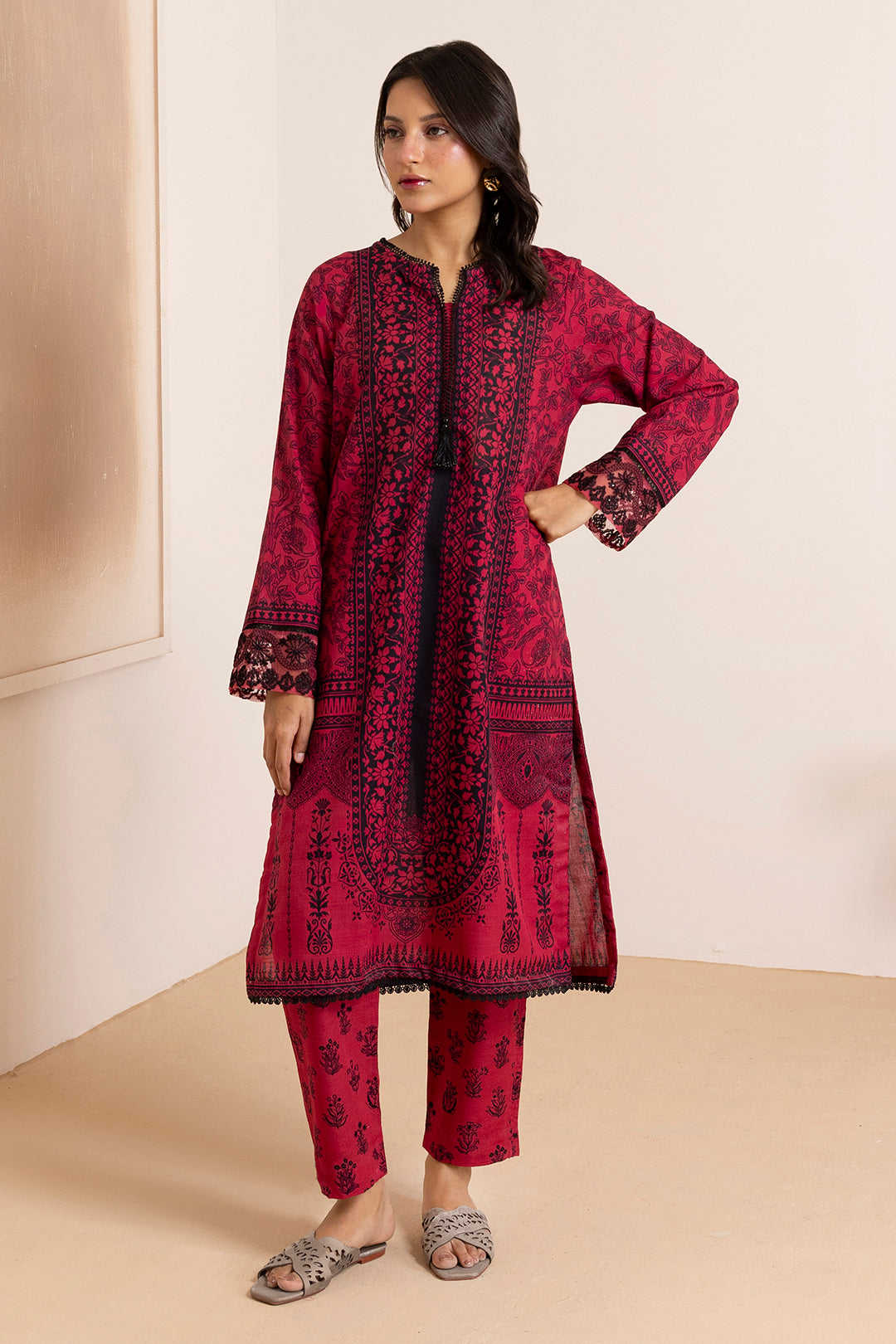 Embroidered Kurta Trouser - 3004