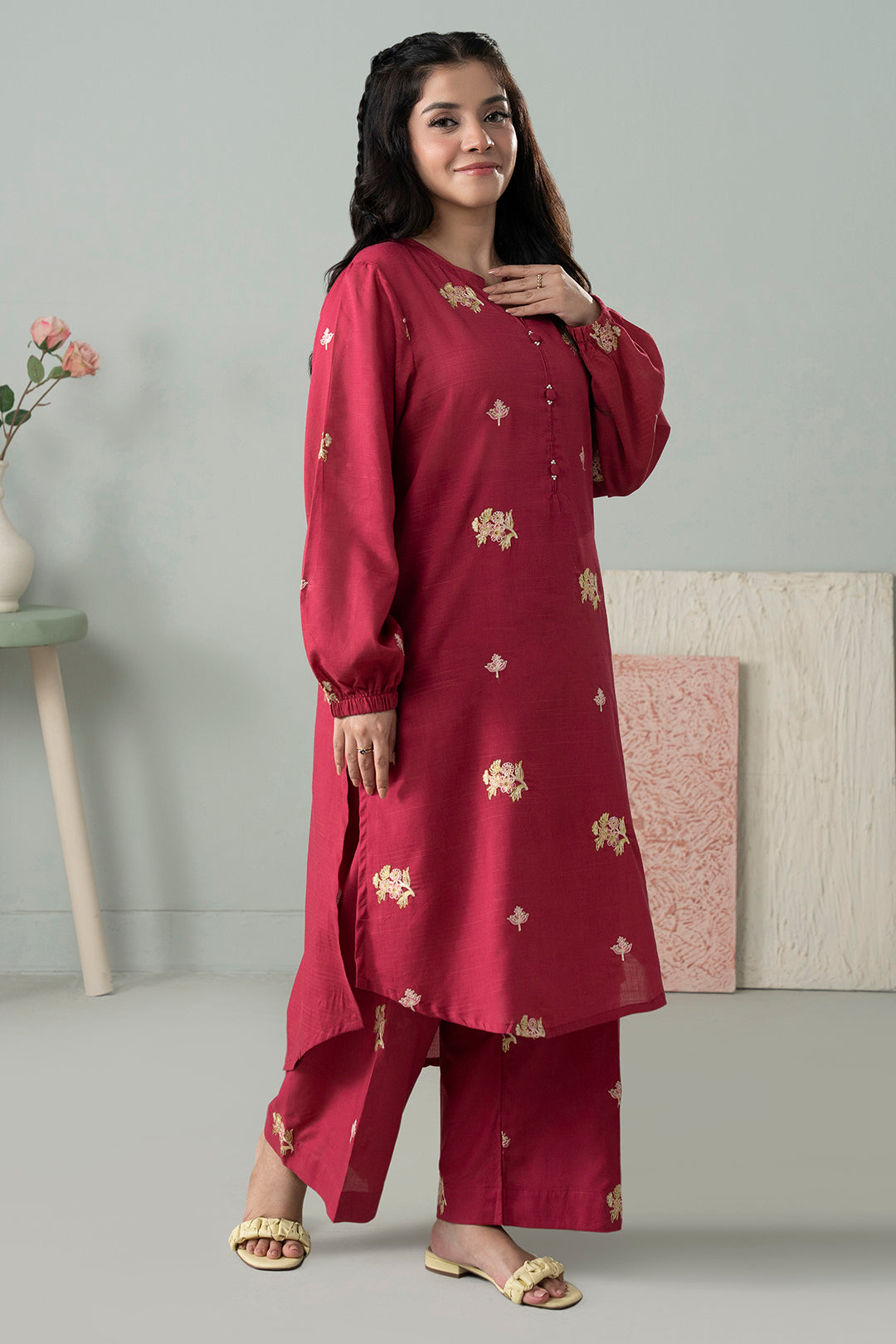 Embroidered Kurta Trouser - 3066