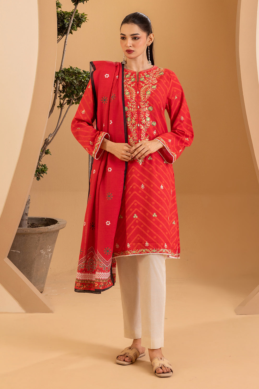 Embroidered Kurta Dupatta - 3111