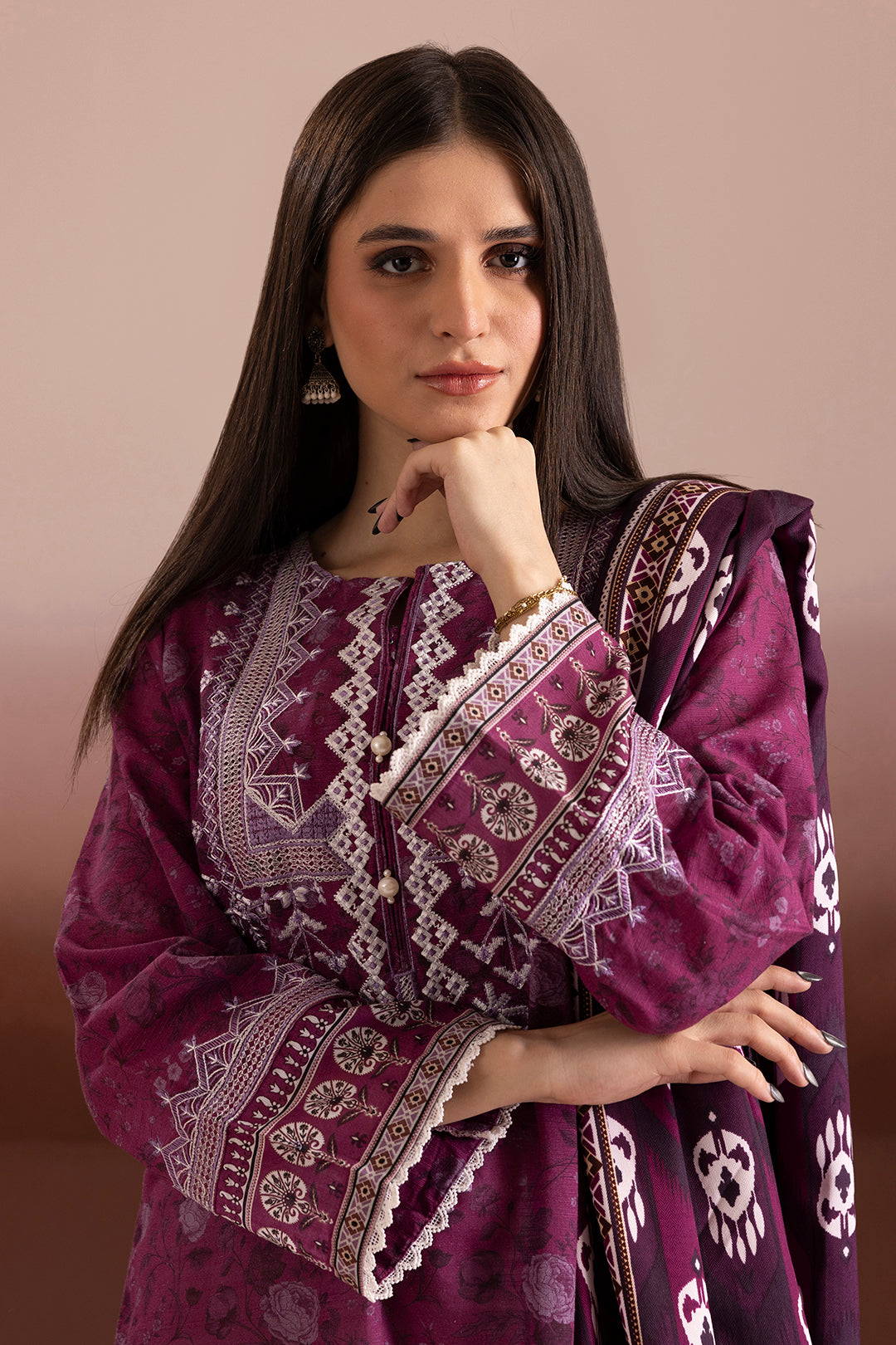 Embroidered Kurta Shawl - 3145