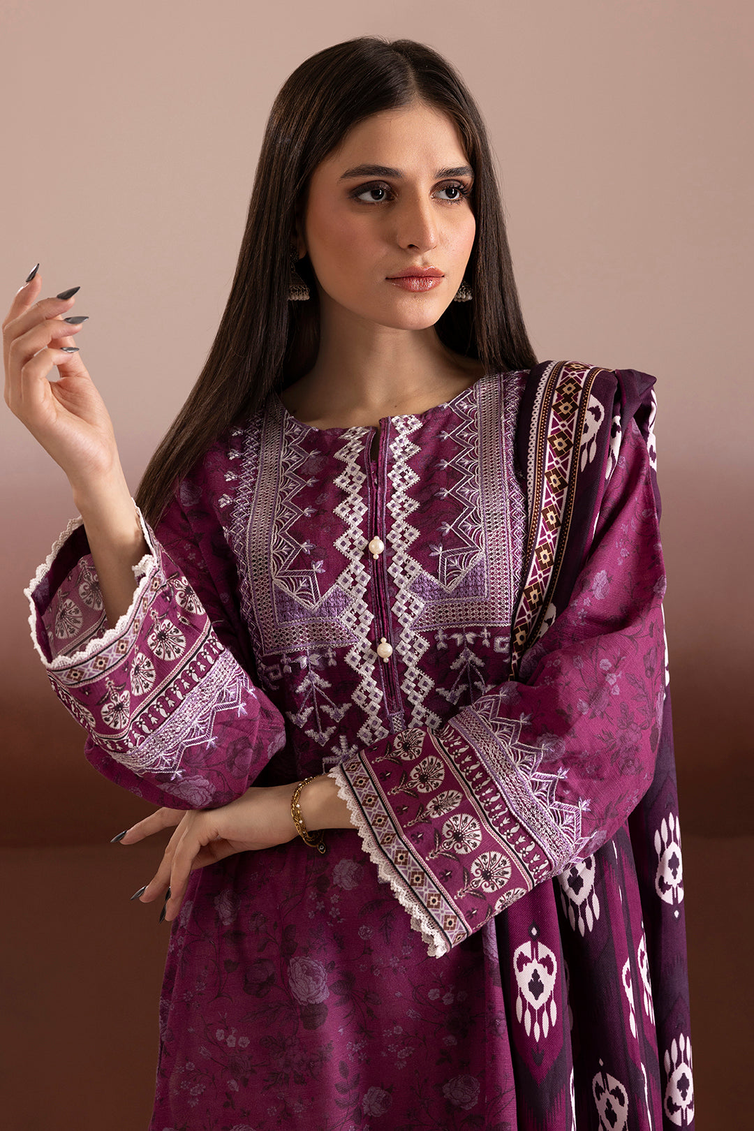 Embroidered Kurta Shawl - 3145